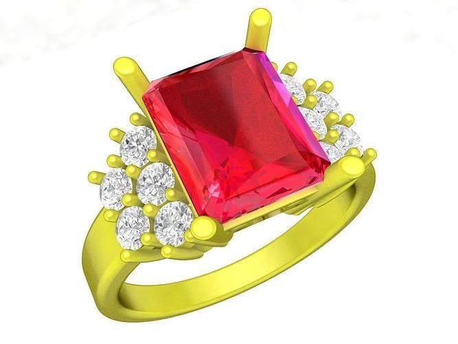 5431 Diamond Emeral Fashion Ring for asian women  3D print model