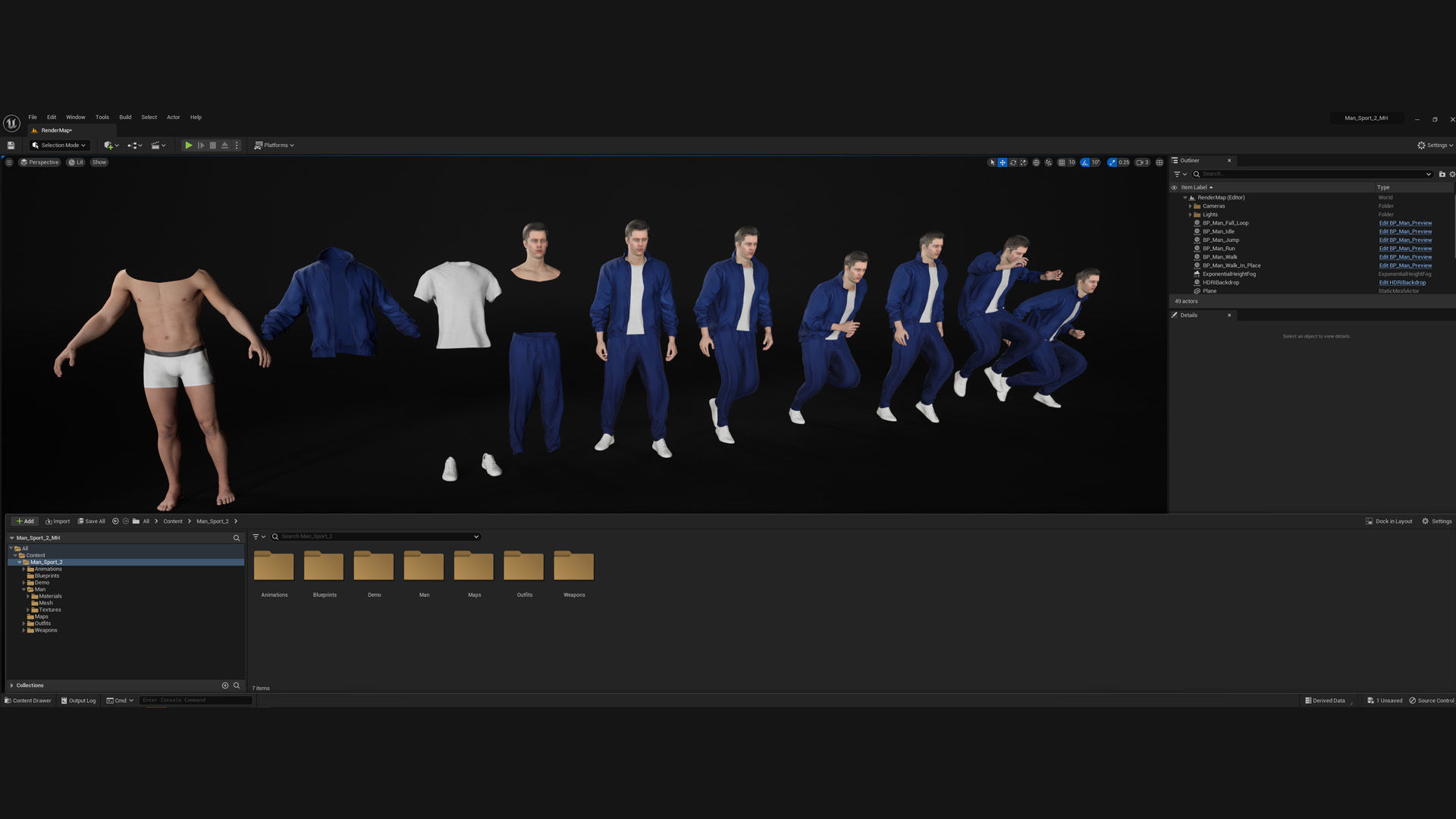 Man - Sport Outfit 2 - Modular - Rigged Low-poly 3D model_5