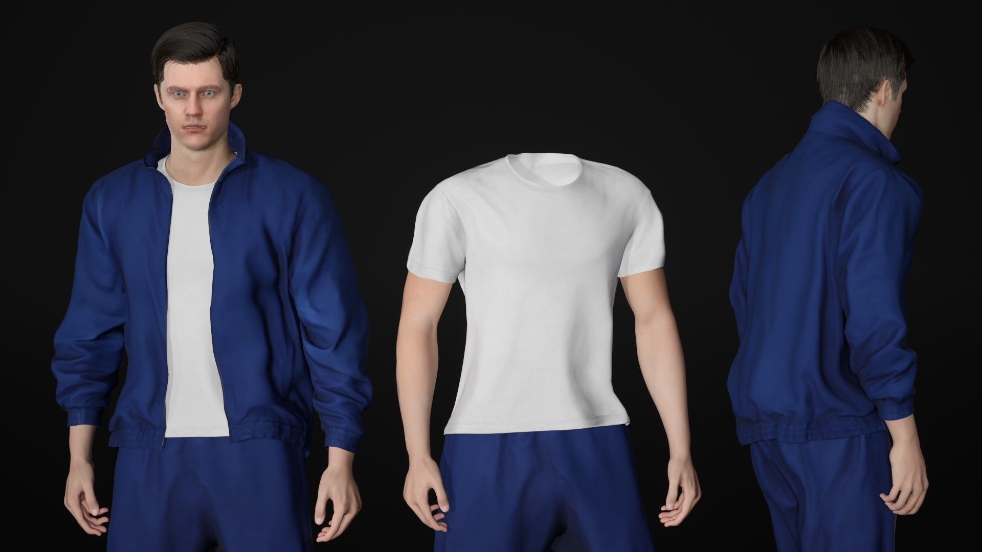 Man - Sport Outfit 2 - Modular - Rigged Low-poly 3D model_20