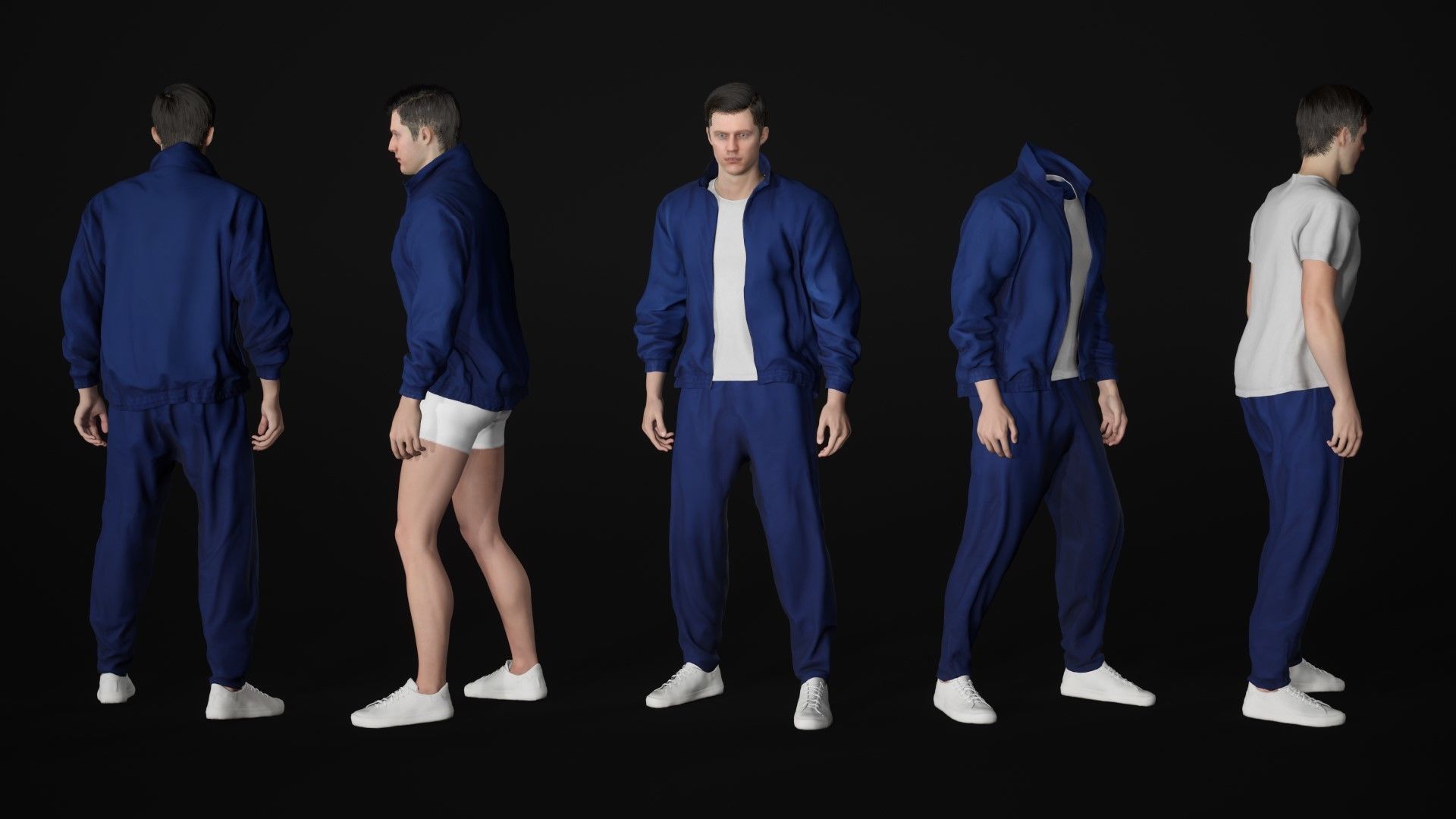 Man - Sport Outfit 2 - Modular - Rigged Low-poly 3D model_19