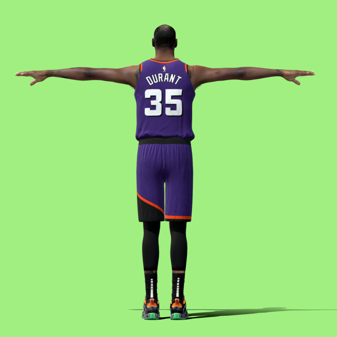 T-Pose Rigged Kevin Durant Phoenix Suns NBA 3D model_3