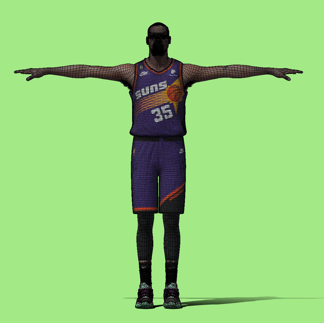 T-Pose Rigged Kevin Durant Phoenix Suns NBA 3D model_7