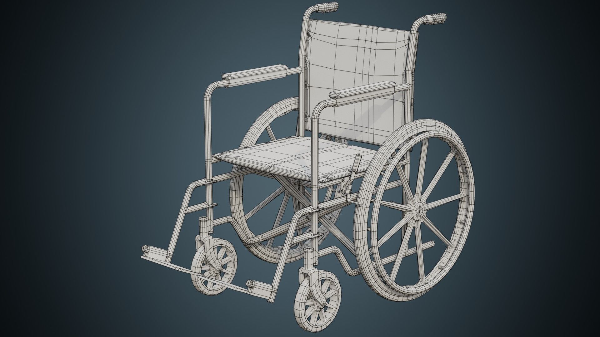 Wheelchair 2B Low-poly 3D model_5