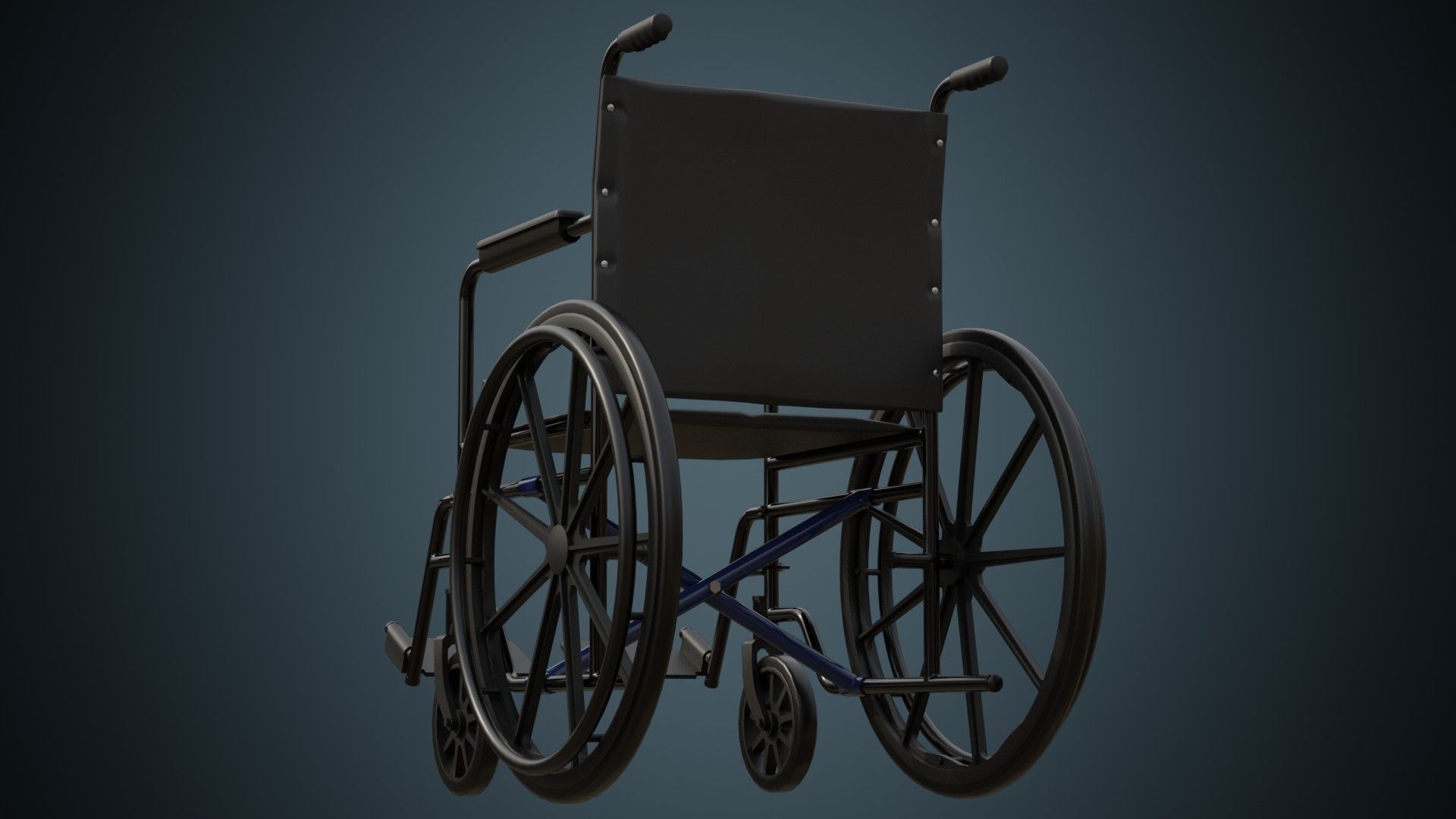 Wheelchair 2 Basic Low-poly 3D model_3