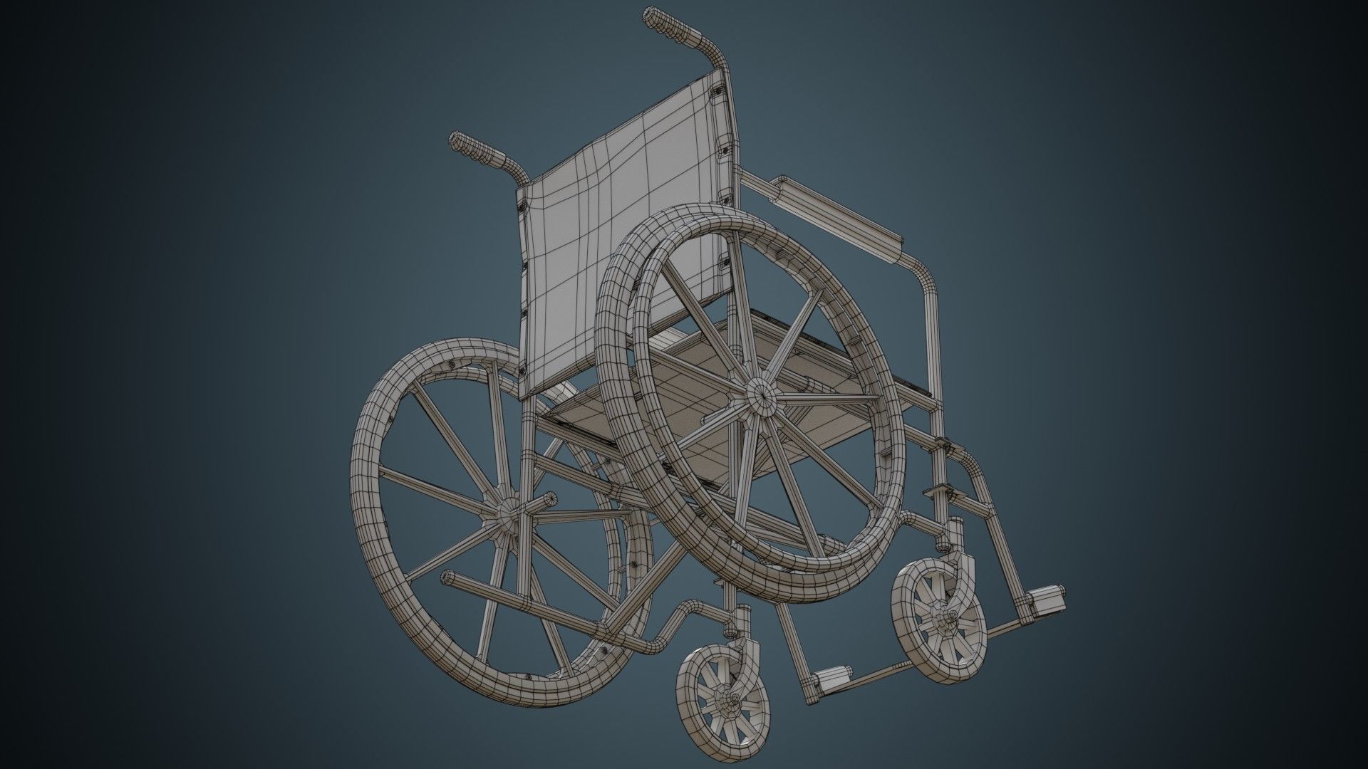 Wheelchair 2 Basic Low-poly 3D model_6