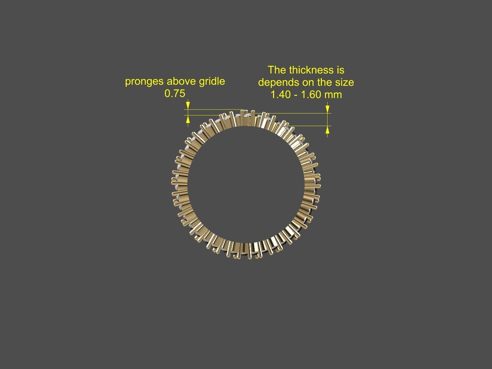 Round shape Eternity Ring in 17 sizes 3D print model_5