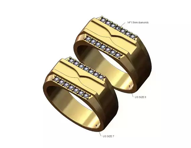  Diamond brand engraving stepped signet ring US sizes 7 8