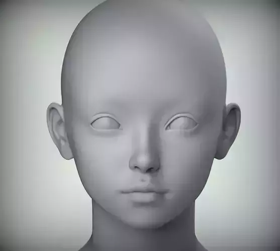 16 Realistic Female Asian American head 3D model