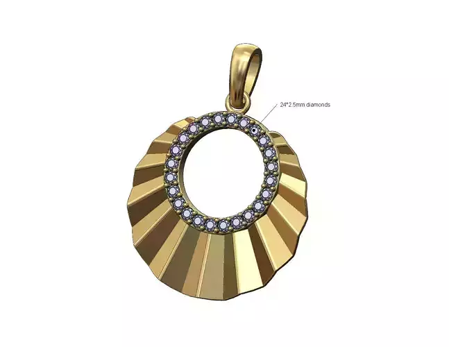 Diamond halo round faceted pendant with bail