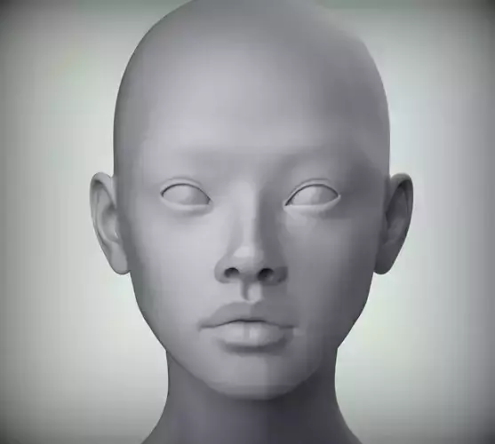 17 Realistic Female Asian American head Low-poly 3D model