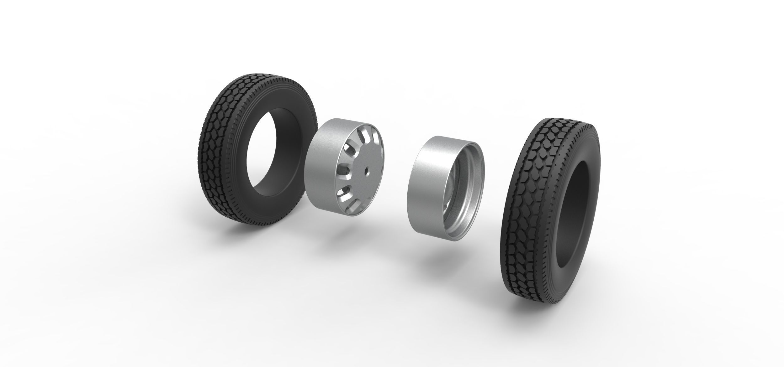 Rear custom wheel of semi truck Version 21 Scale 1 to 25 3D print model_8