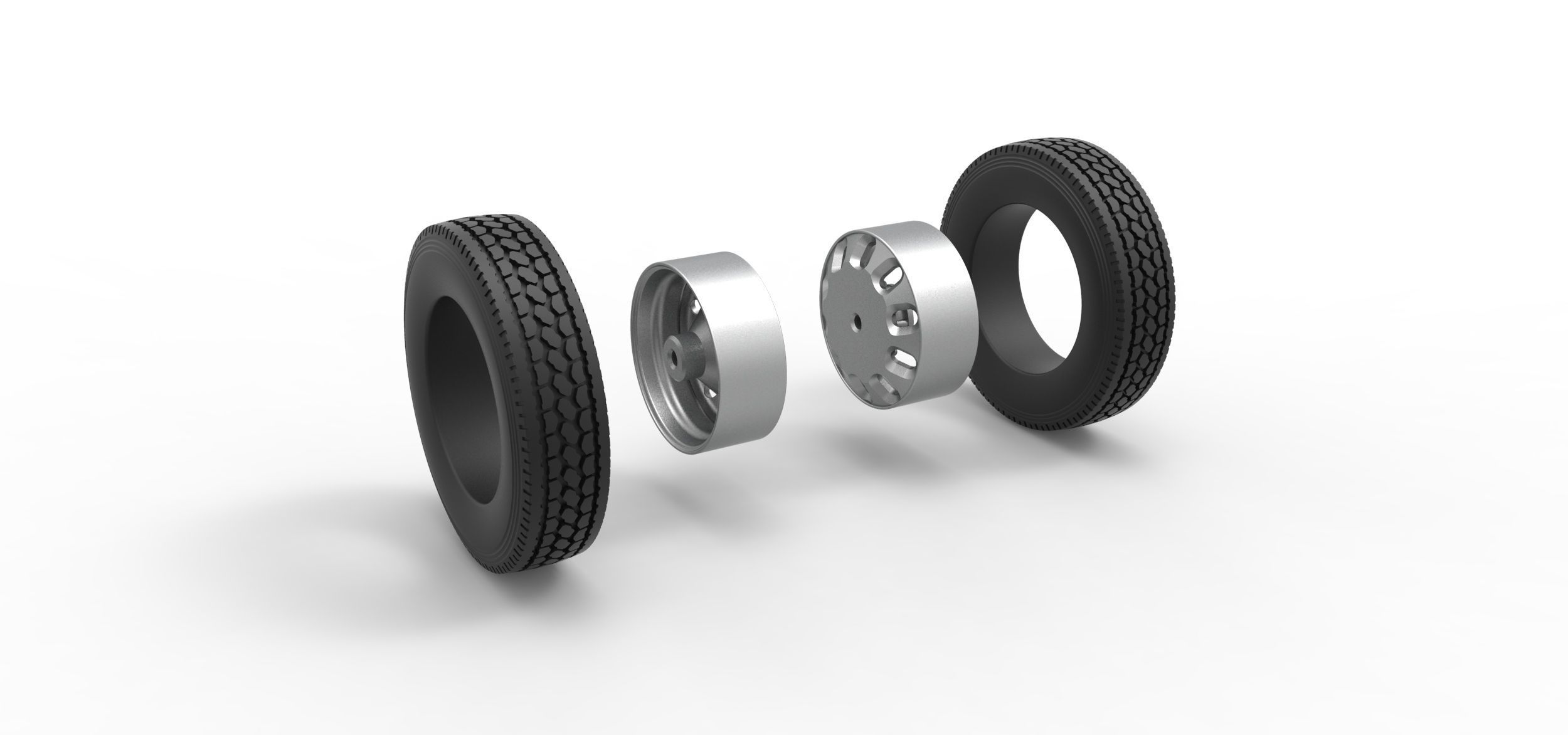 Rear custom wheel of semi truck Version 21 Scale 1 to 25 3D print model_9