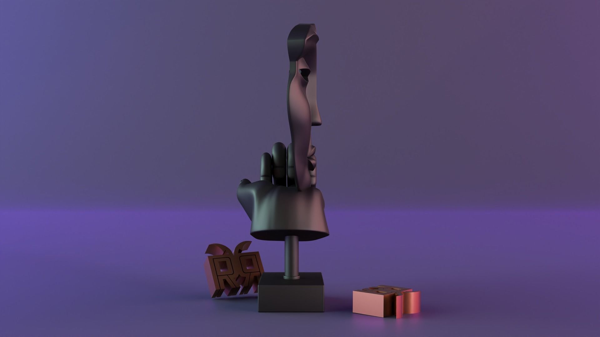 Parametric female face sculpture 3D print model_6