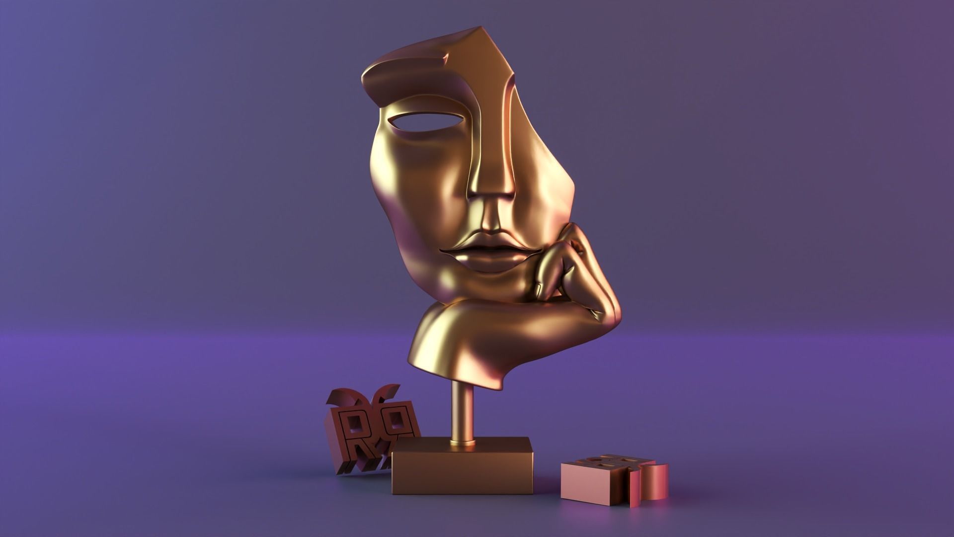 Parametric female face sculpture 3D print model_2