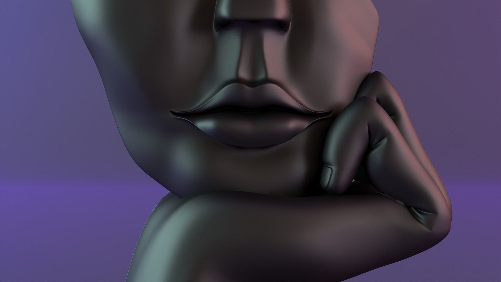 Parametric female face sculpture 3D print model_4