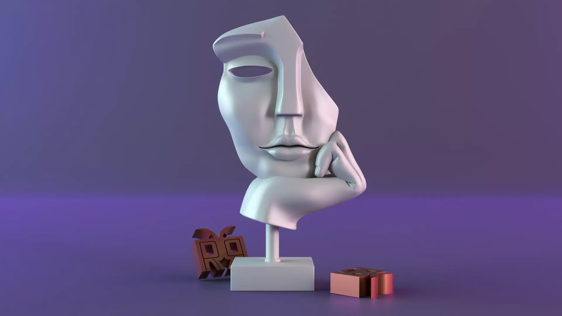 Parametric female face sculpture 3D print model_0