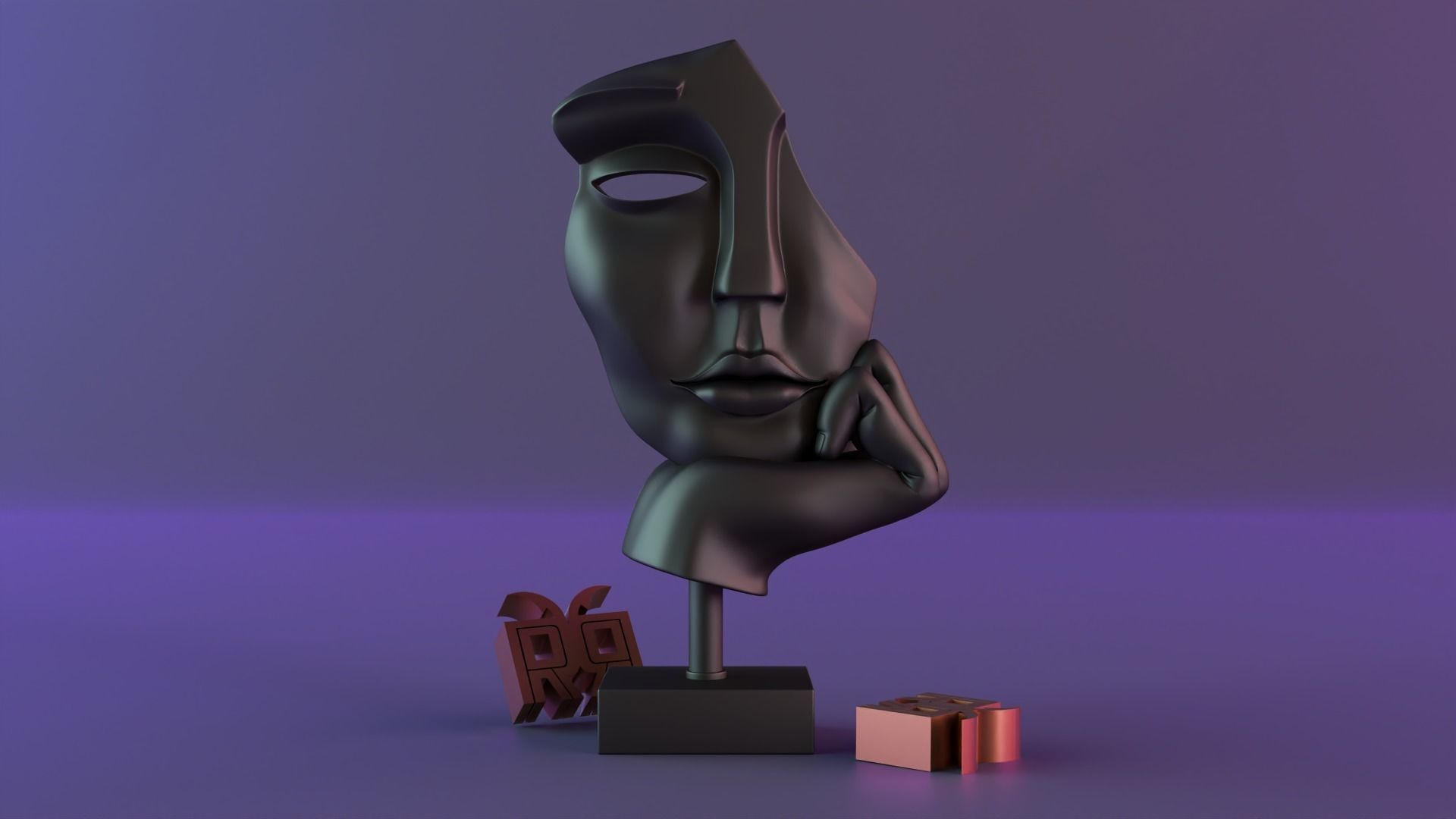 Parametric female face sculpture 3D print model_3
