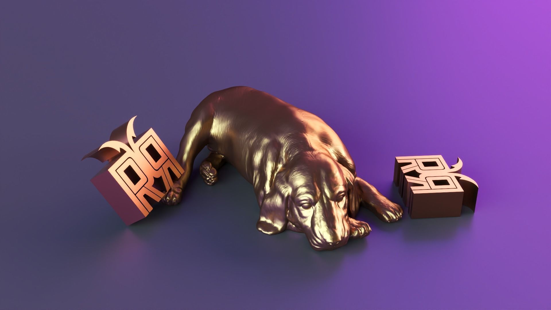 Statue sleeping dog 3D print model_8