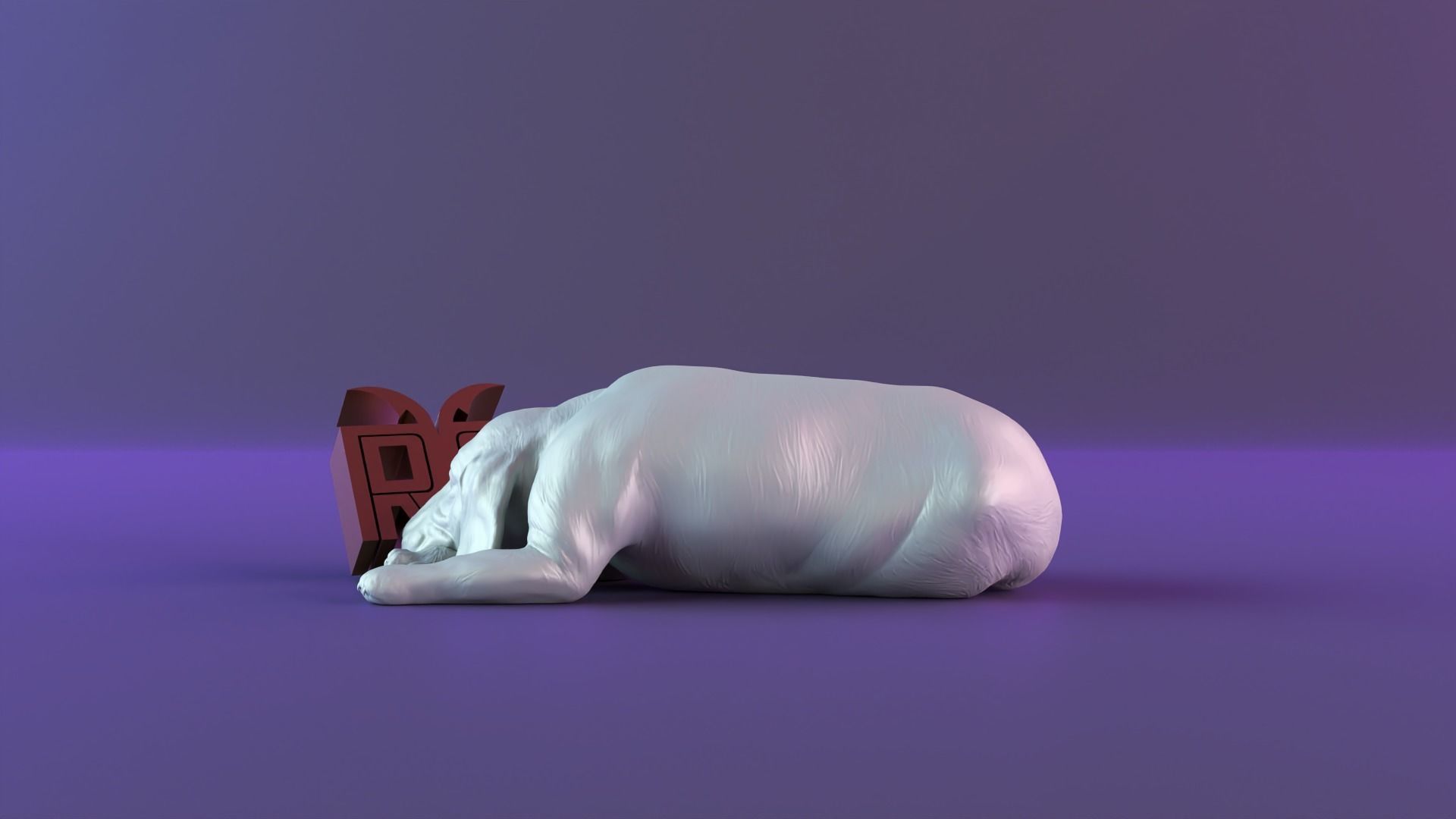 Statue sleeping dog 3D print model_2