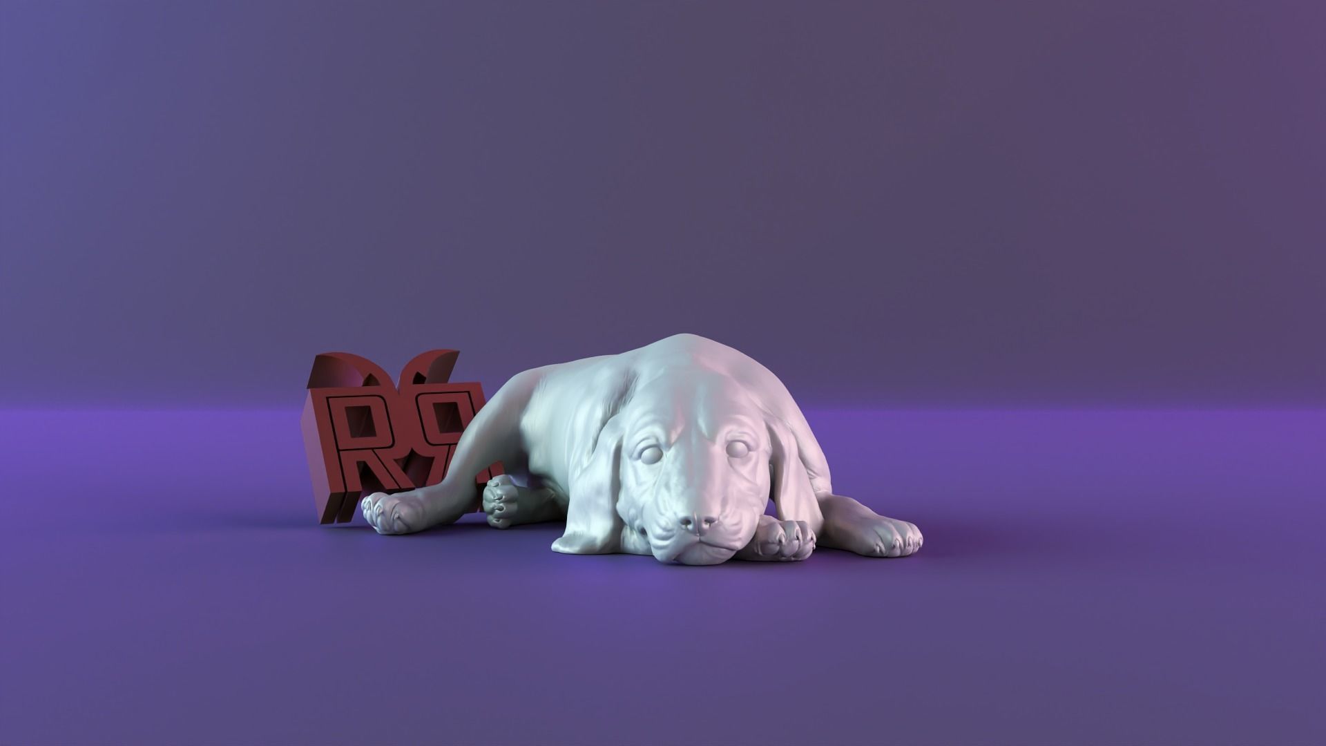 Statue sleeping dog 3D print model_3