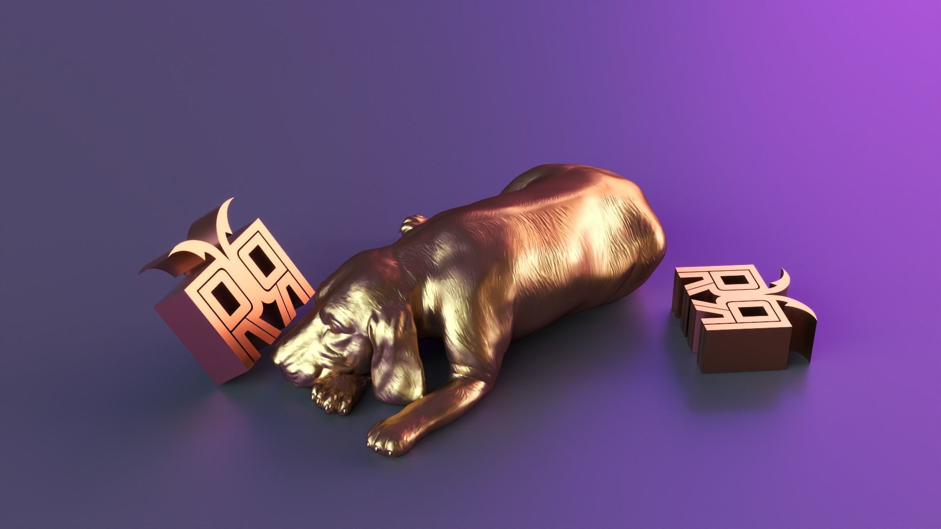Statue sleeping dog 3D print model_5