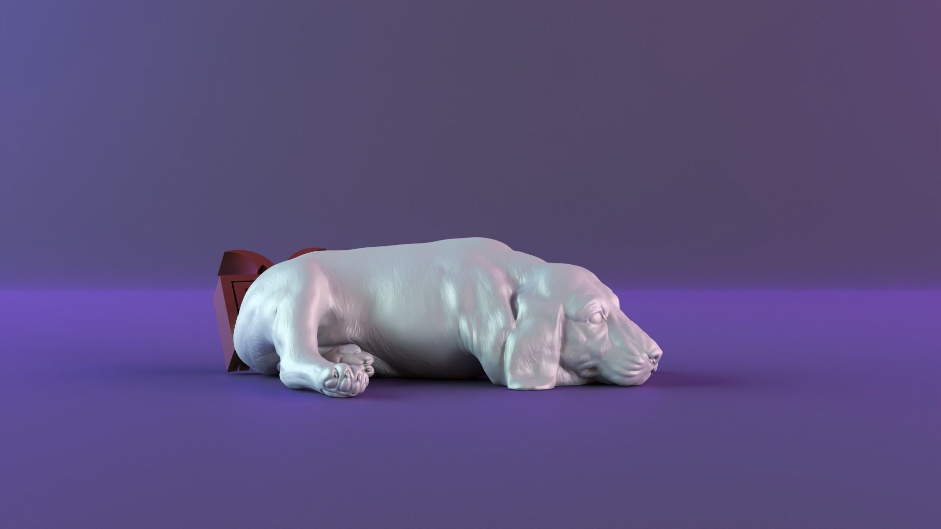 Statue sleeping dog 3D print model_10