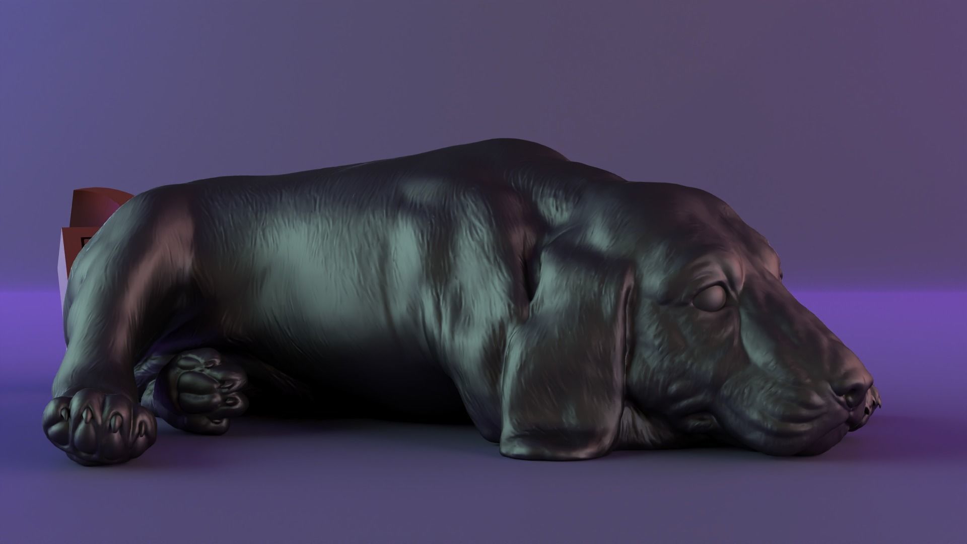 Statue sleeping dog 3D print model_4
