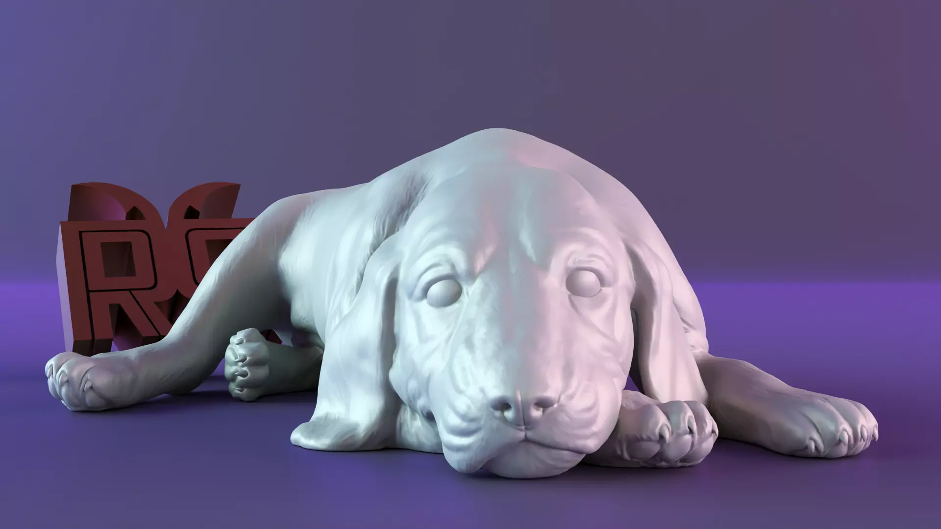 Statue sleeping dog 3D print model_0