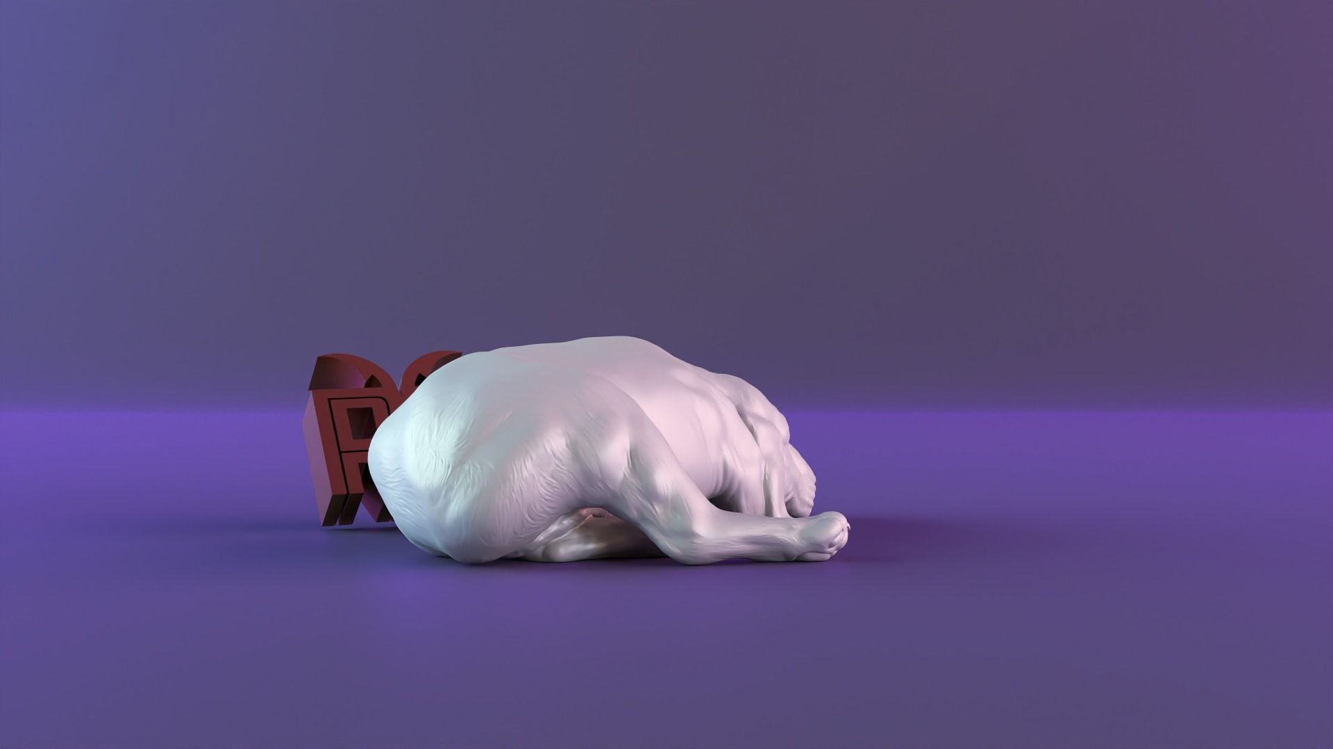 Statue sleeping dog 3D print model_1