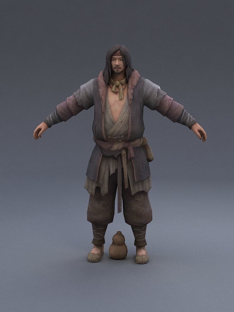 Ancient Asians   people Low-poly 3D model_4