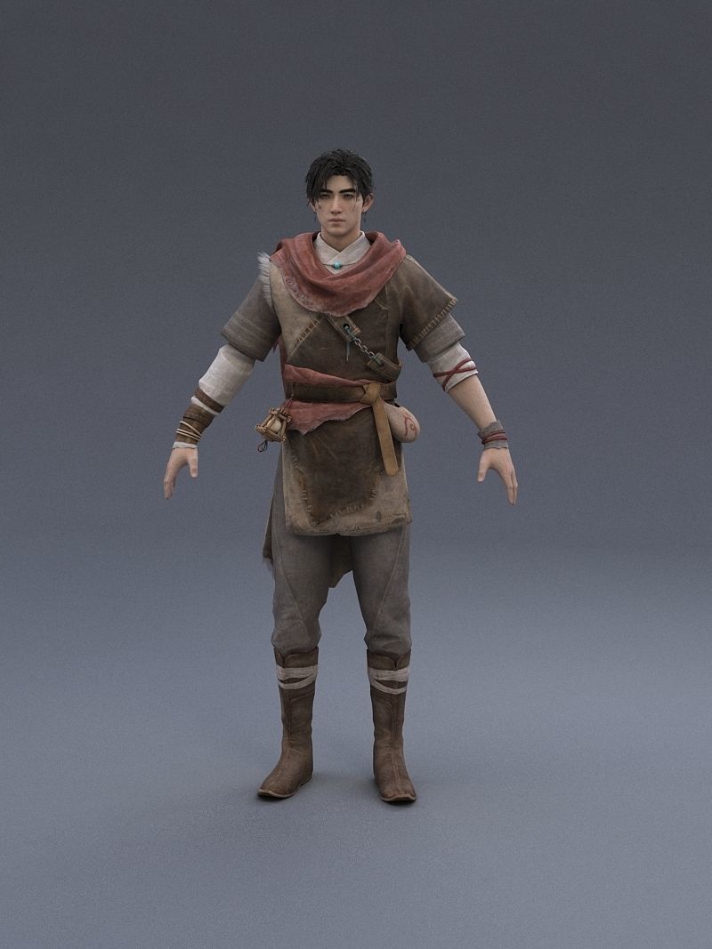 Ancient Asians   people Low-poly 3D model_9