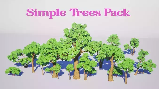 Simple Trees Pack Low-poly 3D model