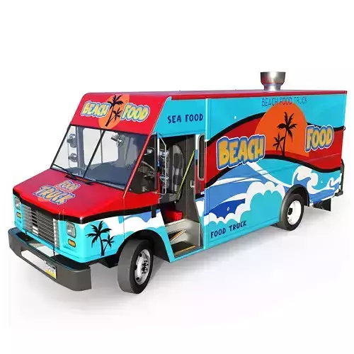 Food truck step van Low-poly 3D model