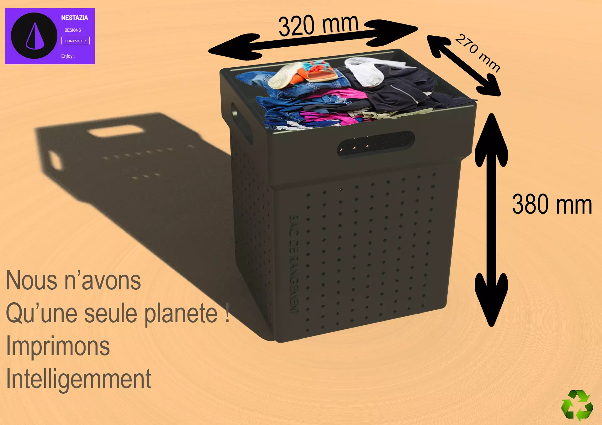 storage bin - bac de rangement 3D model_0