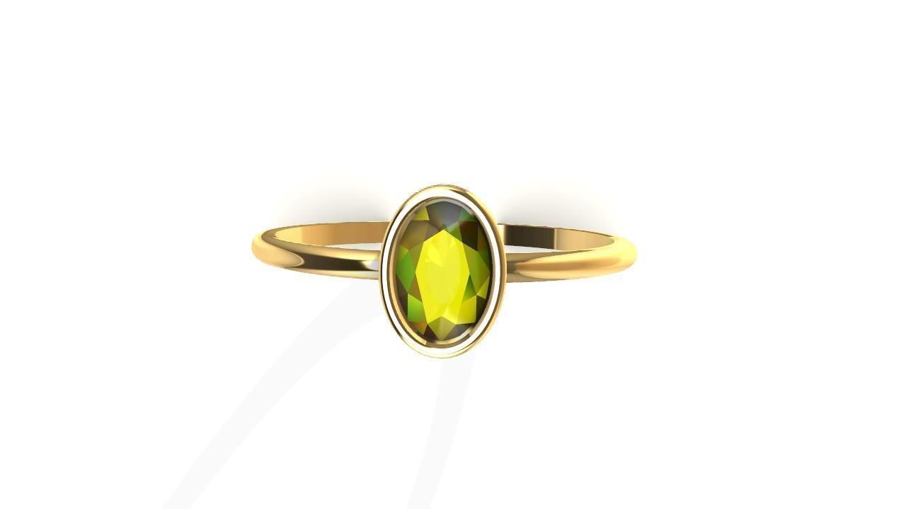 round oval gemstone ring set US size 7 3D print model_3
