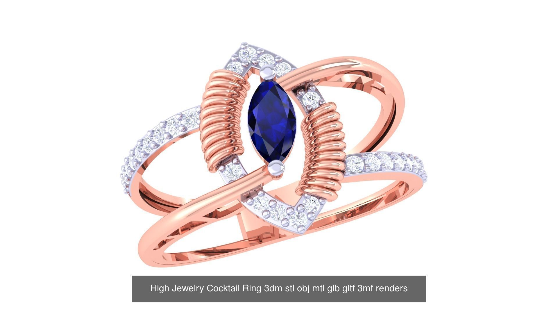 64 High Jewelry Cocktail Ring 3dm stl obj mtl glb gltf 3mf 3D Model Collection_45