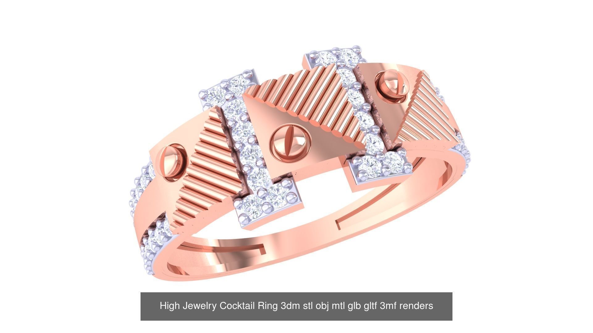 64 High Jewelry Cocktail Ring 3dm stl obj mtl glb gltf 3mf 3D Model Collection_14