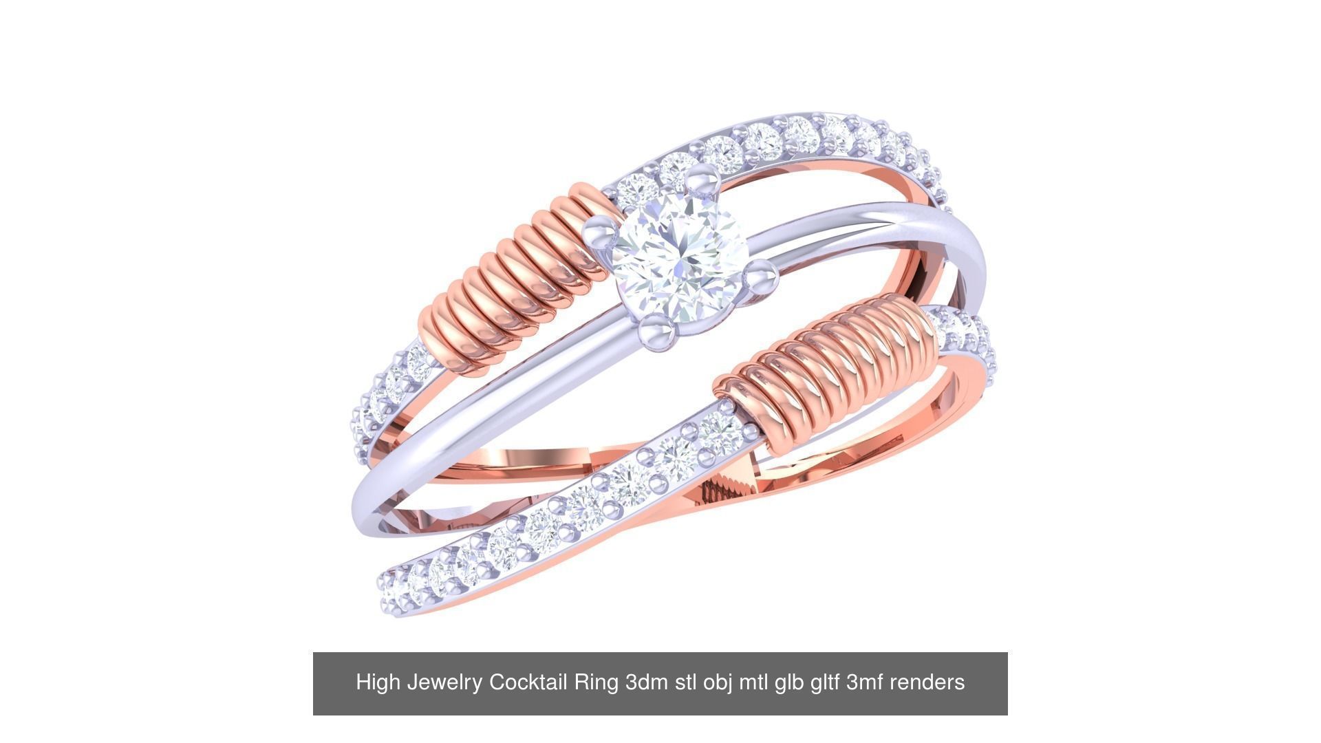 64 High Jewelry Cocktail Ring 3dm stl obj mtl glb gltf 3mf 3D Model Collection_47