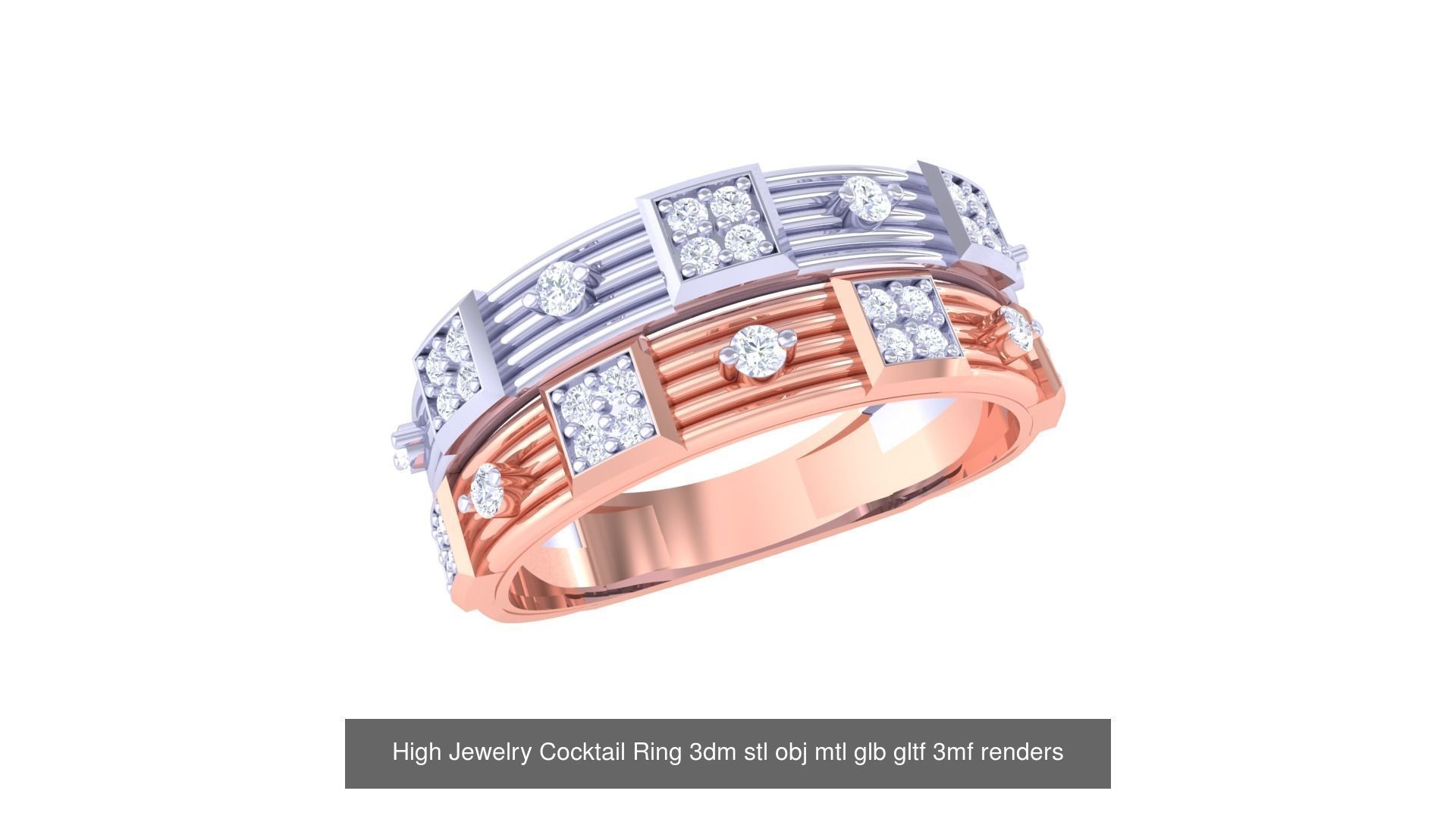 64 High Jewelry Cocktail Ring 3dm stl obj mtl glb gltf 3mf 3D Model Collection_21