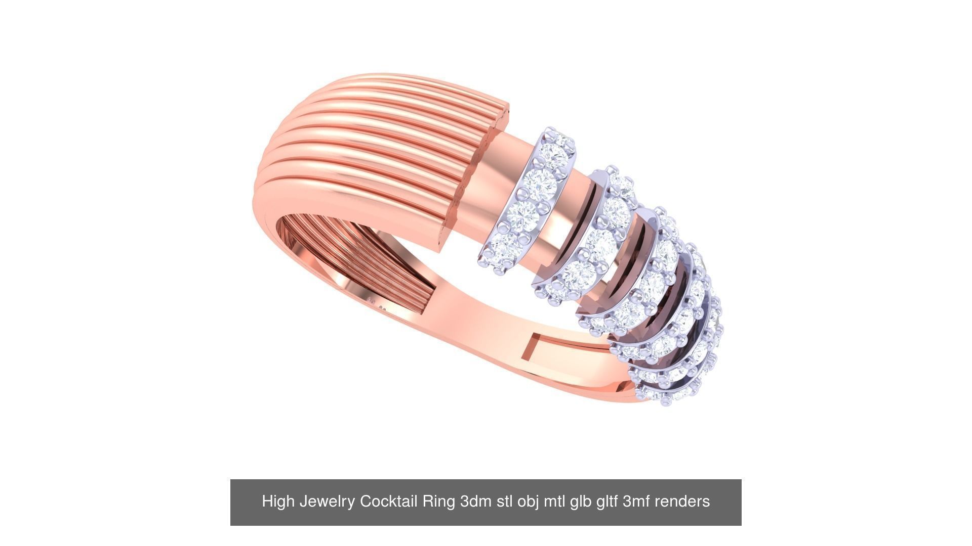 64 High Jewelry Cocktail Ring 3dm stl obj mtl glb gltf 3mf 3D Model Collection_13