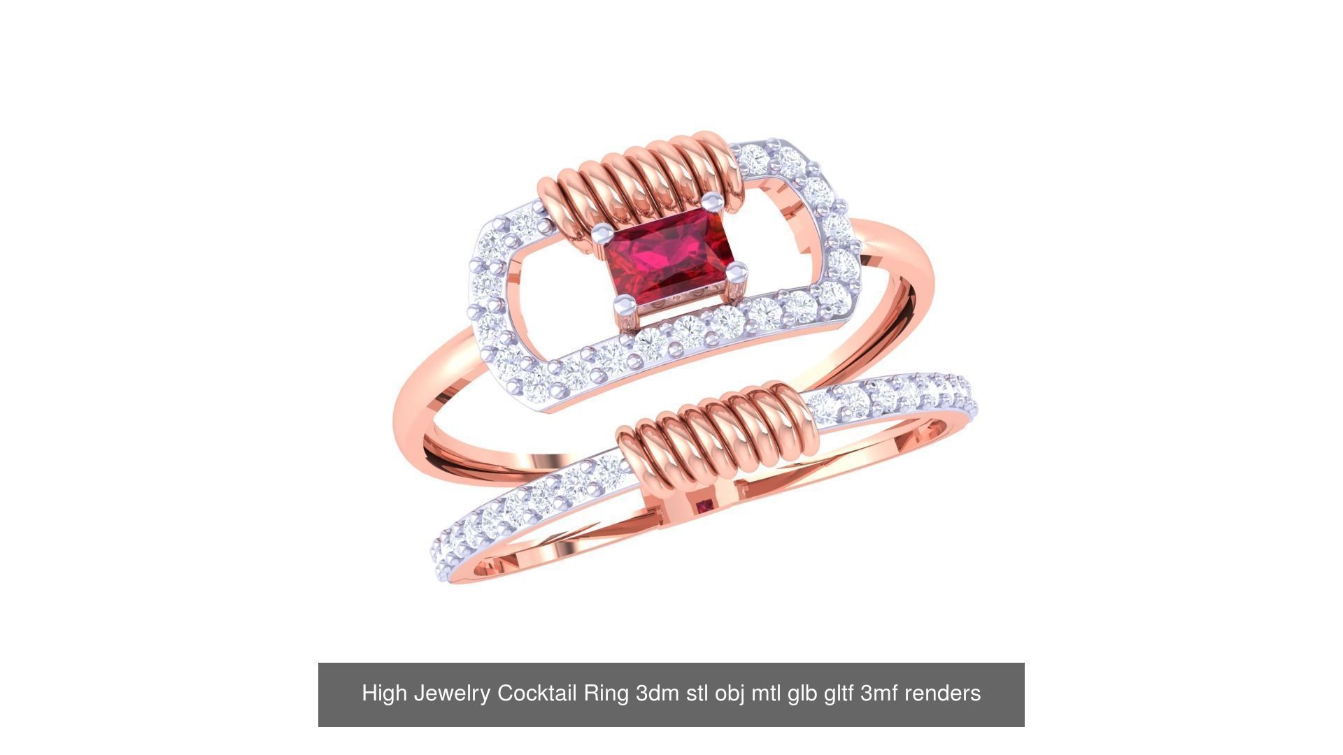 64 High Jewelry Cocktail Ring 3dm stl obj mtl glb gltf 3mf 3D Model Collection_49