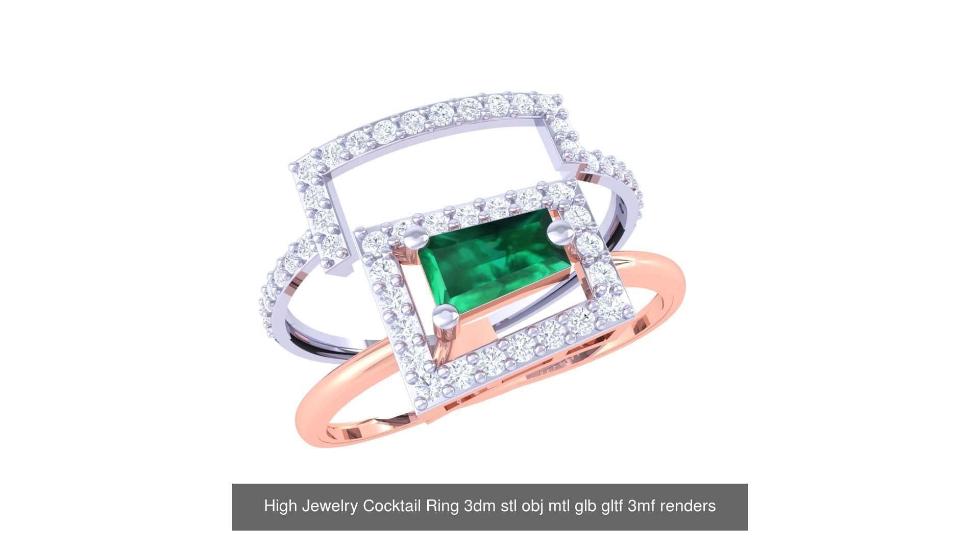 64 High Jewelry Cocktail Ring 3dm stl obj mtl glb gltf 3mf 3D Model Collection_51