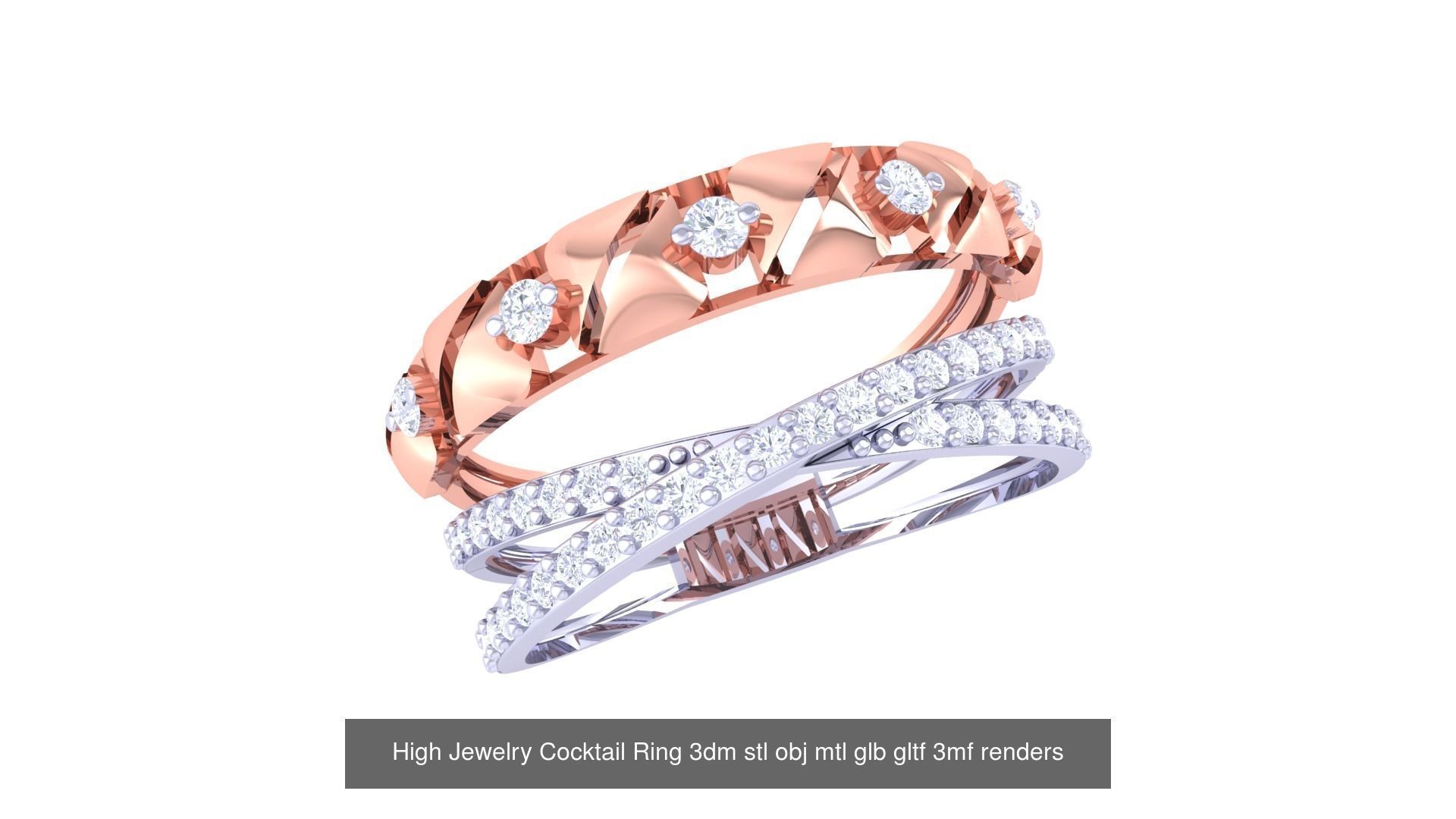 64 High Jewelry Cocktail Ring 3dm stl obj mtl glb gltf 3mf 3D Model Collection_28