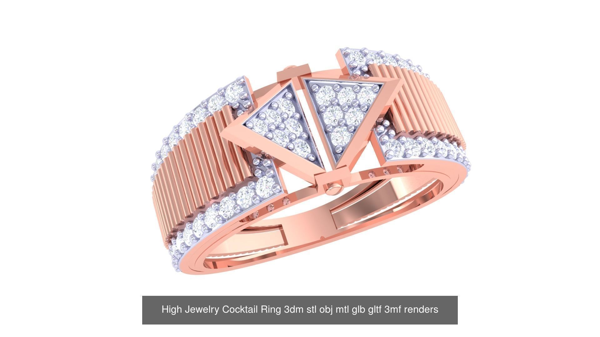 64 High Jewelry Cocktail Ring 3dm stl obj mtl glb gltf 3mf 3D Model Collection_22