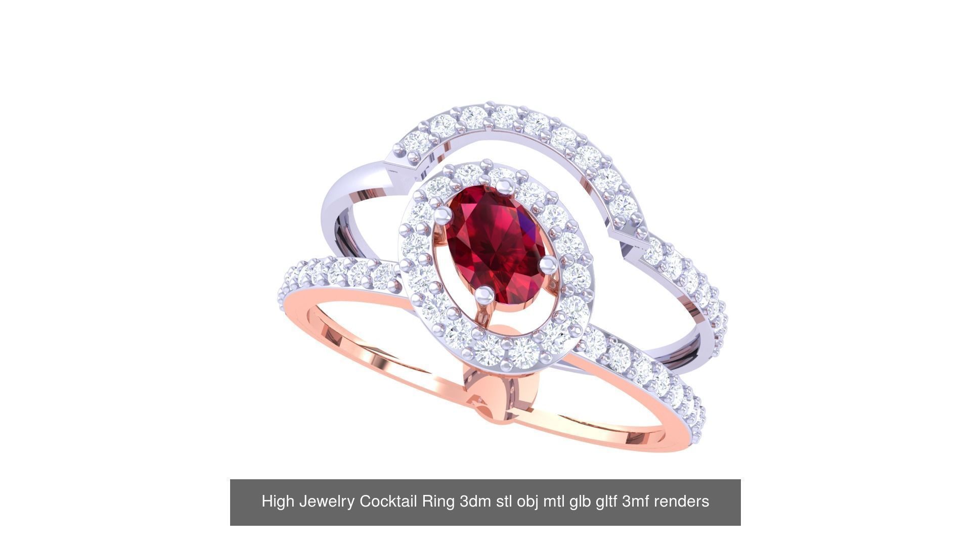 64 High Jewelry Cocktail Ring 3dm stl obj mtl glb gltf 3mf 3D Model Collection_62