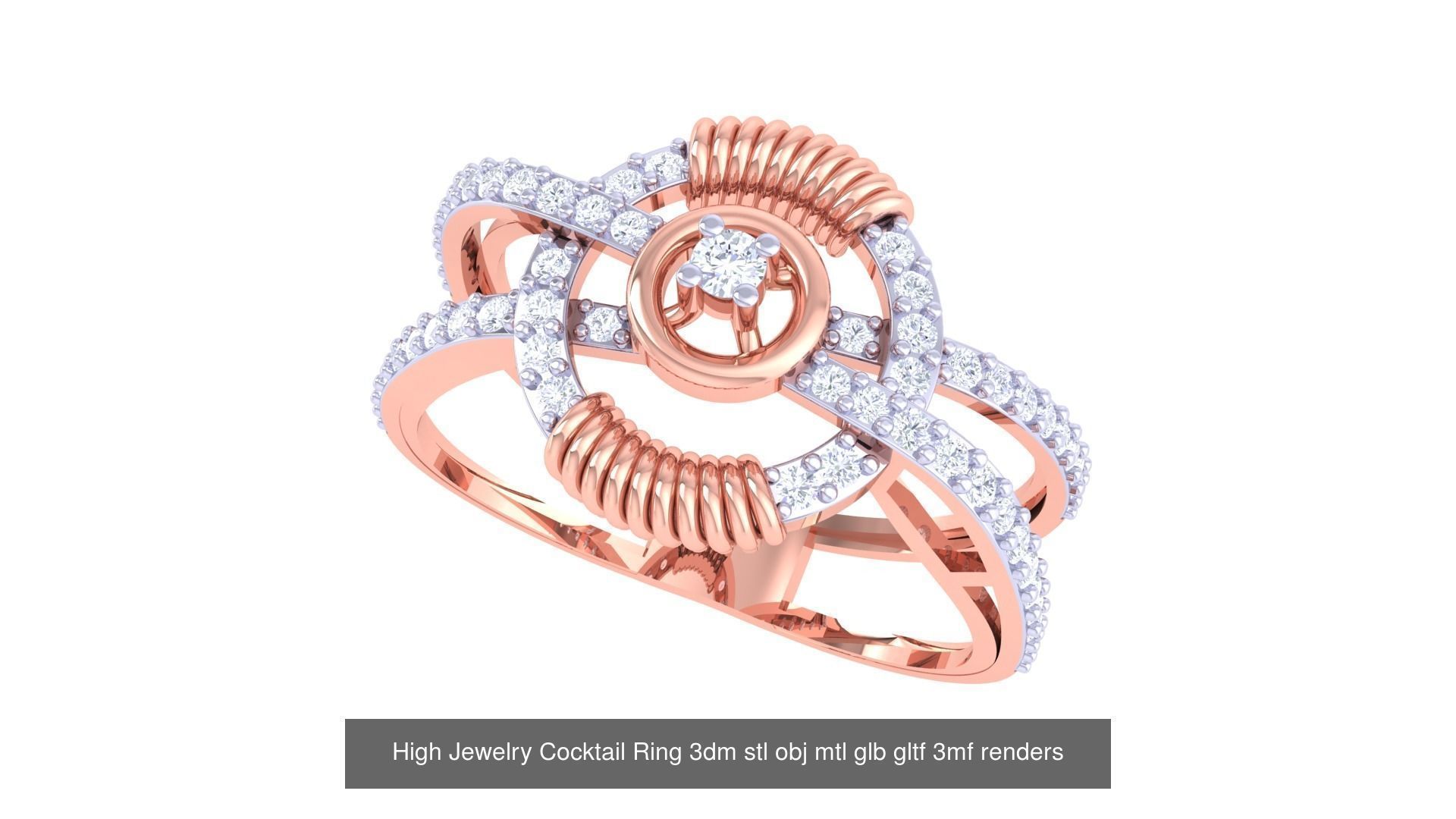 64 High Jewelry Cocktail Ring 3dm stl obj mtl glb gltf 3mf 3D Model Collection_46