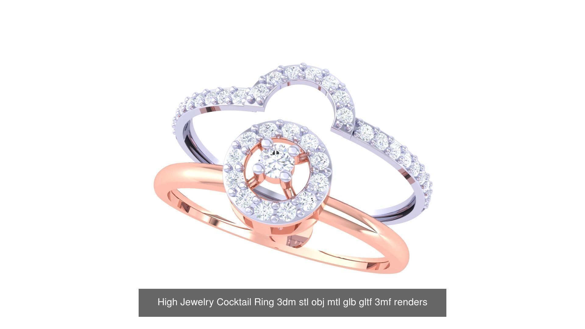 64 High Jewelry Cocktail Ring 3dm stl obj mtl glb gltf 3mf 3D Model Collection_65