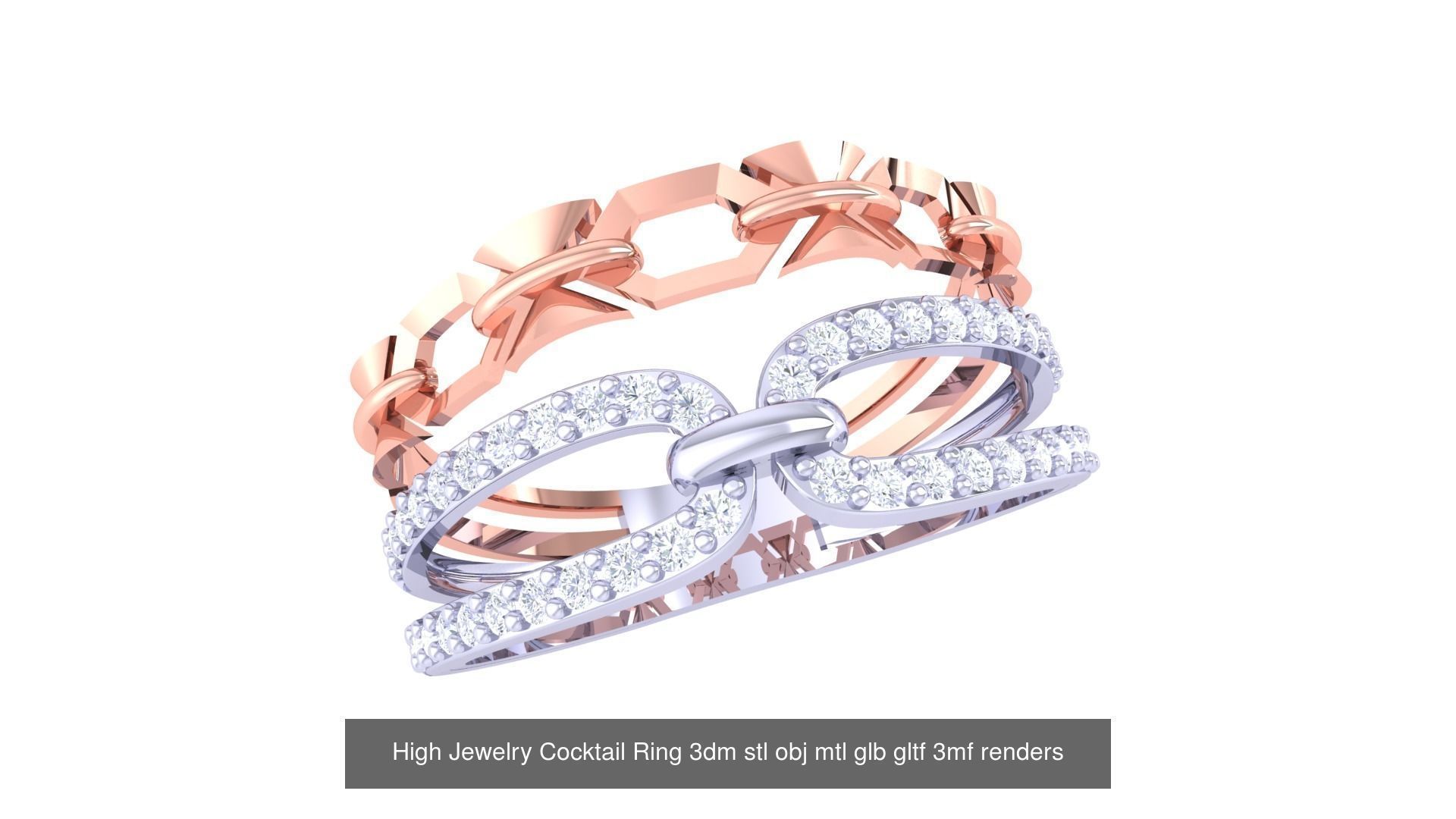 64 High Jewelry Cocktail Ring 3dm stl obj mtl glb gltf 3mf 3D Model Collection_38