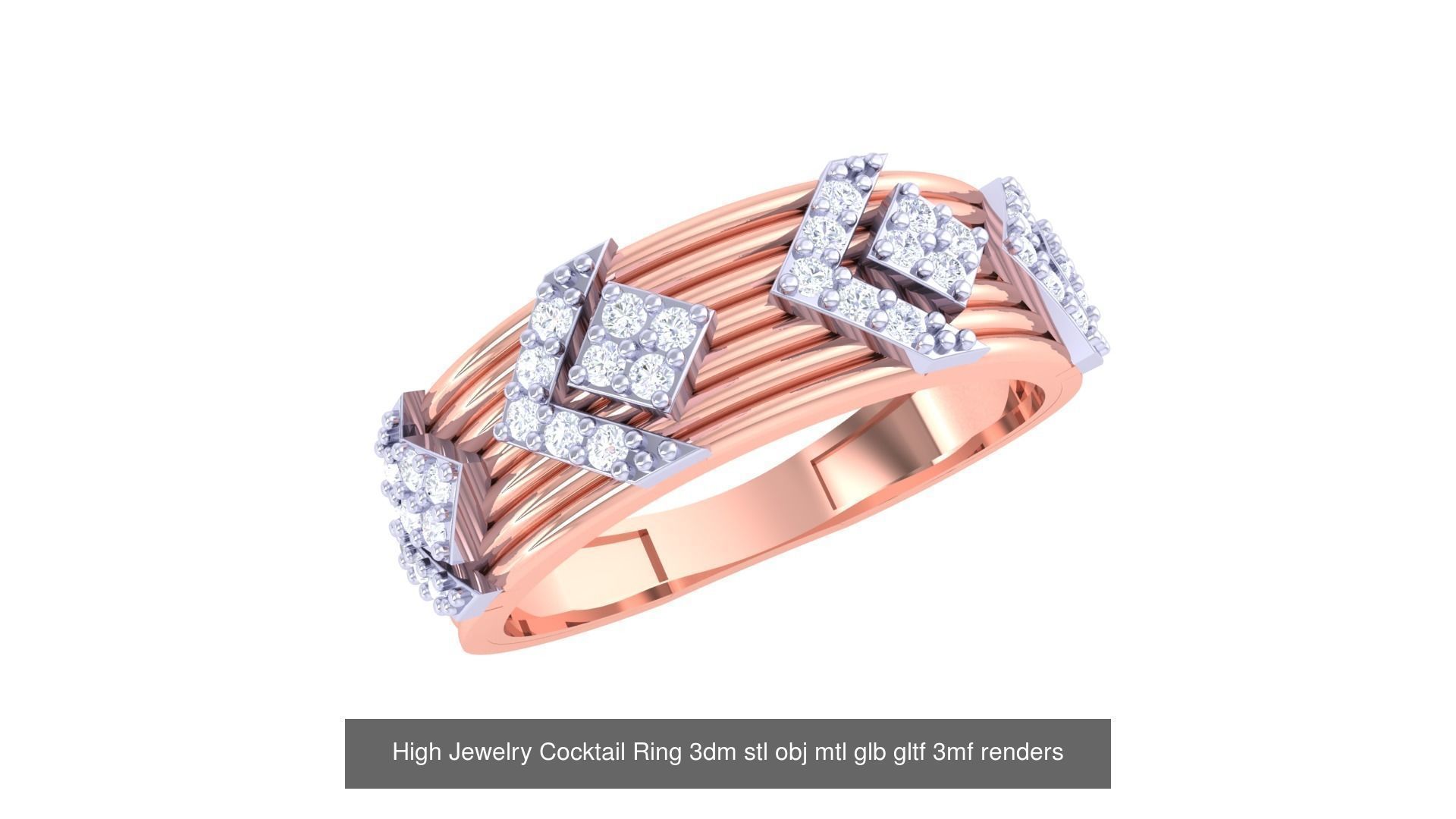 64 High Jewelry Cocktail Ring 3dm stl obj mtl glb gltf 3mf 3D Model Collection_16