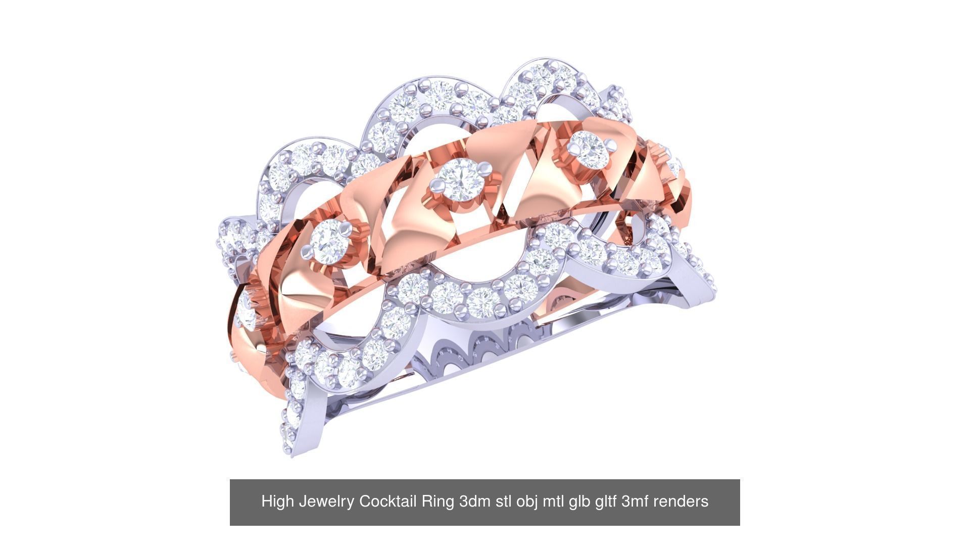 64 High Jewelry Cocktail Ring 3dm stl obj mtl glb gltf 3mf 3D Model Collection_39